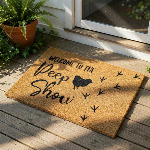 doormat, doormats, funny doormat, funny doormats, welcome mat, door mat, chicken lover gift, housewarming gift, chicken door mat, welcome doormat, house closing gift, new home gift, gift for farmer