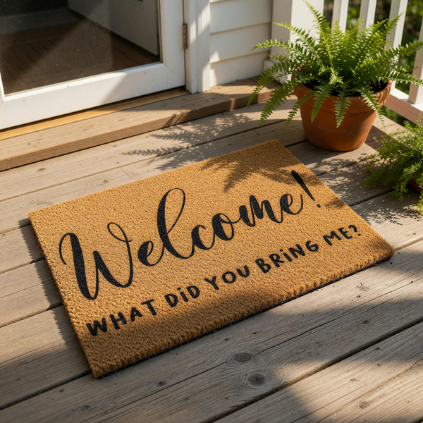 Funny Welcome Doormat with the text Welcome!