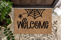 Welcome Spiderweb Halloween Door Mat