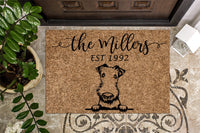 Airedale Terrier Door Mat | Personalized Doormat | Custom Doormat | Welcome Mat | Housewarming Gift | Last Name Mat | Closing Gift | Dog