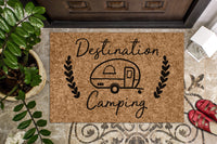 Destination Camping | Camping Gift | Camping Welcome Mat | Custom Door Mat | Camper Decor | Camper Doormat | Happy Camper | Cute | Family