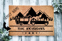 Camping Gift | Camping Welcome Mat | Custom Door Mat | Personalized Doormat | Camper Decor | Camper Doormat | Happy Camper | Cute | Family