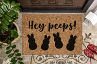Hey Peeps! | Easter Gift | Cute Funny Holiday Welcome Mat | Custom Door Mat | Easter Decor Doormat | Cute Spring Easter Door Mat