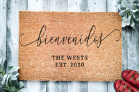 Family Name Bienvenidos | Housewarming Gift | Wedding Gift | Custom Spanish Doormat | Personalized Doormat | Closing Gift | Welcome Doormat
