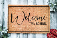 Welcome Family Name Team Doormat | Housewarming Gift | Wedding Gift | Custom Doormat | Personalized Doormat | Closing Gift | Front Door Mat