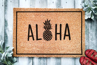 Aloha Pineapple Mat | Hawaiian Doormat | Hello Doormat | Welcome Mat | Beach Door Mat | Beach Gift | Home Doormat | Home Decor | Tropical