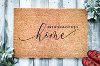 Couple's Names Home Doormat | Wedding Gift | Custom Personalized Doormat | Closing Gift | Welcome | Front Door Mat Housewarming Gift