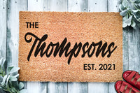 Brush Script Family Name Customized Doormat | Wedding Gift | Custom Mat | Personalized Doormat | Closing Gift | Front Door | Monogram Rug
