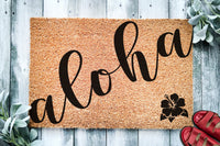 Aloha Hibiscus Mat | Hawaiian Doormat | Hello Doormat | Welcome Mat | Beach Door Mat | Beach Gift | Home Doormat | Home Decor | Tropical