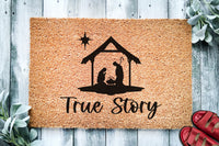 True Story - Nativity | Christmas Doormat | Christmas Decoration | Welcome Mat | Holiday Doormat | Christian Doormat | Christmas Gift
