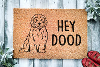 Hey Dood Golden Doodle Dog | Goldendoodle Doormat | Labradoodle Doormat | Welcome Mat | Housewarming Gift | Closing Gift | Cute Dog Puppy