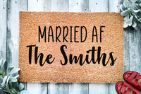 Married AF Last Name Housewarming Gift | Wedding Gift | Custom Doormat | Personalized Doormat | Closing Gift | Welcome | Front Door Mat