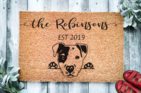 Pitbull Puppy Dog v4 | Personalized Doormat | Custom Doormat | Welcome Mat | Housewarming Gift | Dog Gift | Last Name Door Mat | Pit Bull