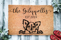 Long Haired Chihuahua Puppy Dog | Personalized Doormat | Custom Doormat | Welcome Mat | Housewarming Gift | Last Name Door Mat | Dog Gift