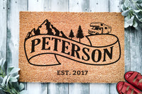Camper Banner Gift | Camping Welcome Mat | Custom Door Mat | Personalized Doormat | Camper Decor | Camper Doormat | Happy Camper | Family