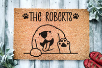Cute Golden Retriever Personalized Doormat | Dog | Custom Doormat | Welcome Mat | Housewarming Gift | Last Name Doormat | Closing Gift