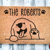 Cute Golden Retriever Personalized Doormat | Dog | Custom Doormat | Welcome Mat | Housewarming Gift | Last Name Doormat | Closing Gift