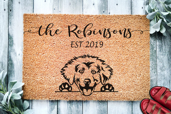 Great Pyrenees Dog | Personalized Doormat | Custom Doormat | Welcome Mat | Housewarming Gift | Closing Gift | Last Name Door Mat | Puppy