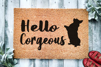 Hello Corgeous | Cute Corgi Doormat | Dog | Custom Doormat | Welcome Mat | Housewarming Gift | Welsh Corgi Doormat | Closing Gift Doormat