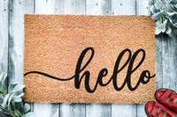Hello Cursive Script Door Mat | Custom Doormat | Welcome Mat | Door Mat | Housewarming Gift | Home Doormat | Home Decor | Front Door