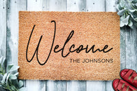 Signature Welcome Family Name Doormat | Housewarming or Wedding Gift | Custom Doormat | Personalized Doormat | Closing Gift | Front Door Mat