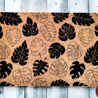 Monstera Leaf Pattern Door Mat | Tropical Leaf Doormat | Welcome Mat | Housewarming Gift | Plant Lover Gift | New Home | Closing Gift