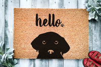 Black Labrador Hello | Cute Lab Dog Peeking Doormat | Welcome Mat | Funny Door Mat | Funny Gift | Home Doormat | Housewarming | Closing Gift