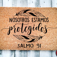 Nosotros Estamos Protegidos Salmo 91 | Espanol Religious Doormat | Welcome Mat | Door Mat | Christian | Welcome Mat | Housewarming Gift