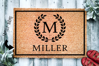 Monogram Wreath Last Name Custom Doormat