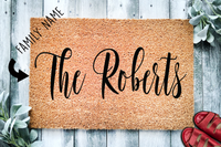 Script Family Name Welcome Doormat