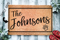 Heartful Paw Last Name Personalized Custom Doormat