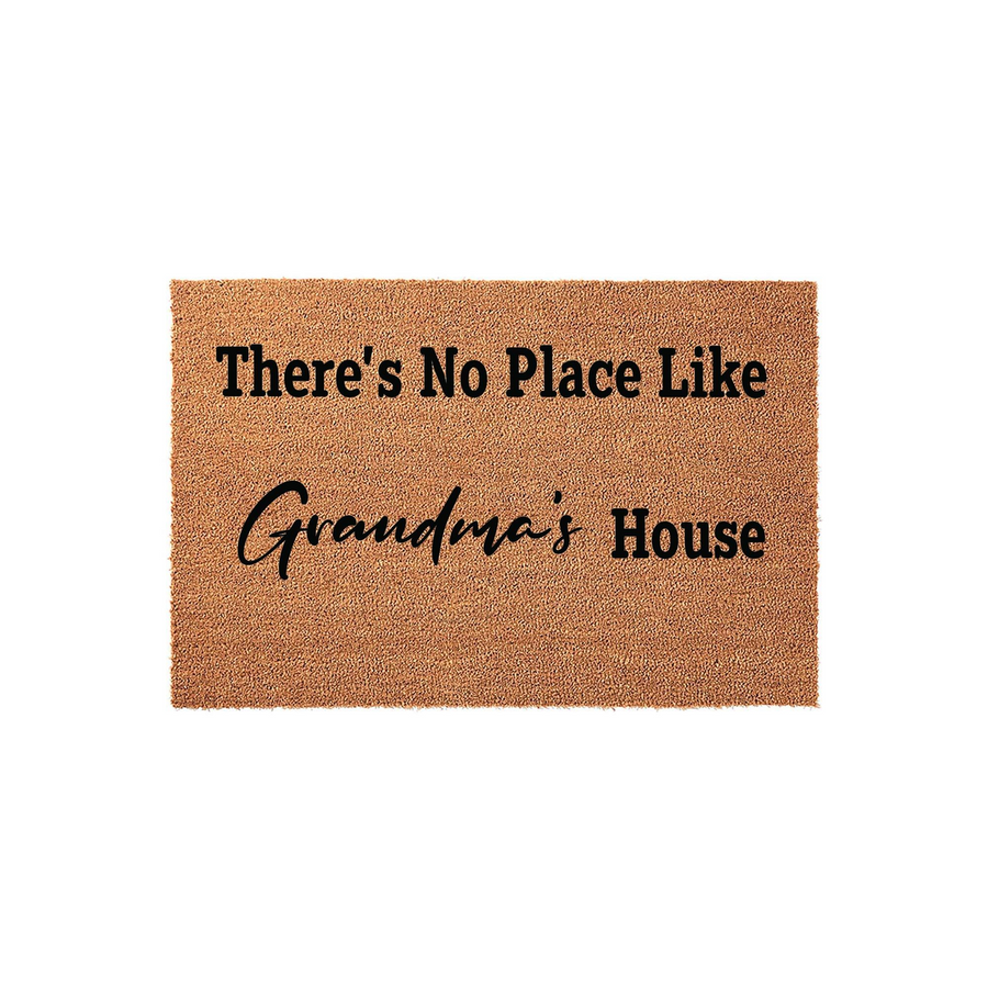 Grandma's House coir doormat featuring a natural tan fiber texture and bold black text that reads There's No Place Like Grandma's House, displayed against a clean white background for a classic and welcoming front porch entryway