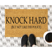 Doormat Knock Hard (But Not Like The Police) Welcome Mat Funny Doormat Moving Gift Front Porch Home Decor House Warming 5972zz
