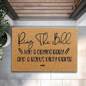 Doormat Ring The Bell Win A Baby - Baby Shower Gift - Funny Doormat New Mom Funny Gift - Home Doormat New Baby Gift Welcome Mat 3122zz