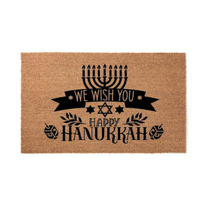 Doormat We Wish You Happy Hanukkah Jewish Funny Hanukkah Challah Board Menorah Chanukah Chag Sameach Judai Chanukah Decor Ift 5098zz - Made in Florida