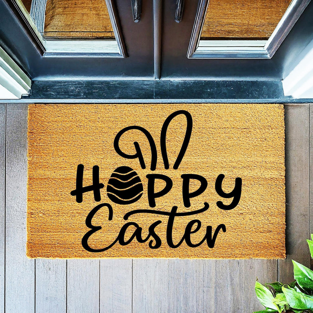 Doormat Hoppy Easter - Cute Funny Easter Gift - Holiday Welcome Mat - Funny Door Mat - Easter Decor Mat Cute Spring Easter Doormat 1670zz - Made in Florida