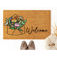 Doormat Welcome Flowers Welcome Mat Funny Doormat Out Door First House Gift Front Porch Outdoor Mat 5365zz
