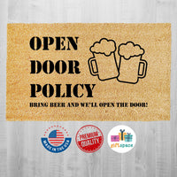 Doormat Open Door Policy Bring Beer And We'll Open The Door Funny Doormat Gifts For Him Doormat Outdoor Doormats For Mom Gift For Him 4006zz
