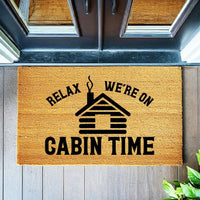 Doormat Relax We're On Cabin Time - Cabin Decor - Cabin Doormat - Funny Doormat - Welcome Mat - Funny Door Mat - Funny Gift Housewarm 1866zz
