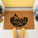 a door mat that says live a love camp