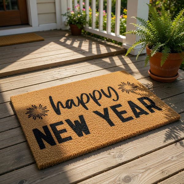 doormat, doormats, funny doormat, funny doormats, welcome mat, door mat, Happy New Year, new years decor, holiday gift, Coir Doormat, holiday doormat, New Year Gift, front door mat