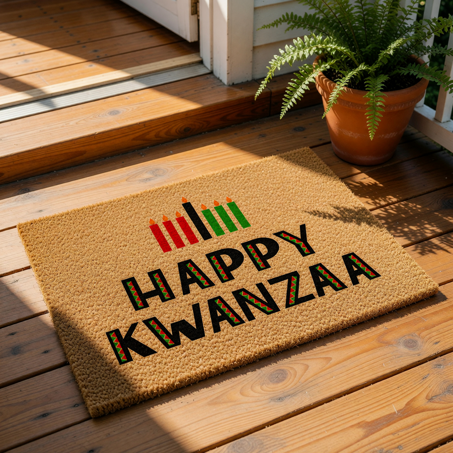 doormat, doormats, funny doormat, funny doormats, welcome mat, door mat, Kwanzaa Gift, Happy Kwanzaa, Kwanzaa Decor, kwanzaa celebration, Holiday doormat, Coir Mat, Outdoor Doormat