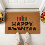 a door mat with a happy kwanza written on it