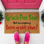 Grinch Free Zone Leave My Alone Mat Christmas Quote Adult 3411