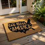 A black and gold design of the United States of America, with the text "God Bless America" written in a stylized font.