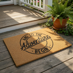 doormat, doormats, funny doormat, funny doormats, welcome mat, door mat, housewarming gift, adventure begins, Adventure Doormat, front door mat, Coir doormat, wedding gift, couple gift