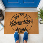 doormat, doormats, funny doormat, funny doormats, welcome mat, door mat, housewarming gift, adventure begins, Adventure Doormat, front door mat, Coir doormat, wedding gift, couple gift