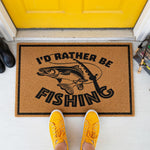 a door mat that says i'd rather be fishing
