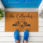 a door mat with a dog's face on it