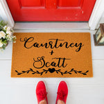 Personalized Doormat Couple Names Courtney Scott Heart Vine 3051